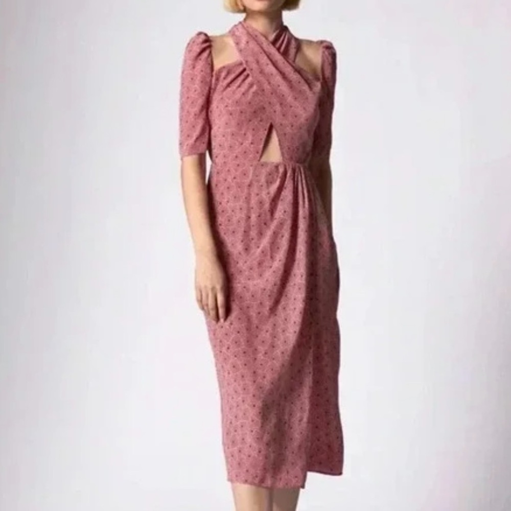 EQUIPMENT Aveline Geometric Cutout Midi Dress | NWT | Size 8 - Picture 3 of 12